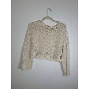 Zara White Knitted Long Sleeve Crop Top